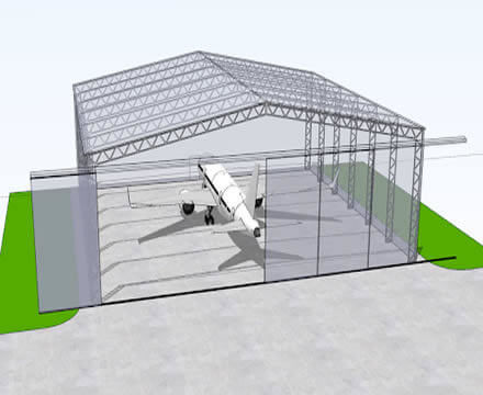 Τεχνολογική δομή χάλυβα hangar 5m - 6m ύψος μεταλλικό hangar αεροπλάνο